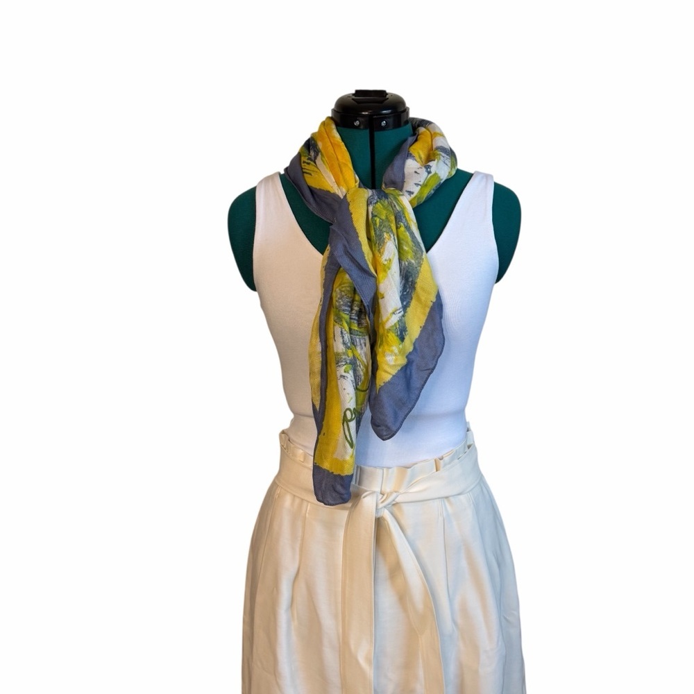 2/$30 Fraas Artistic Yellow and Blue Scarf